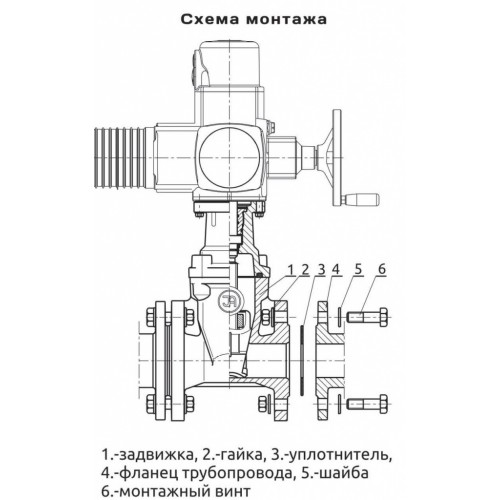 Задвижка с обрезиненным клином с электроприводом тип 2902/2911